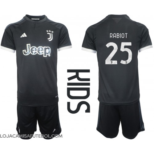 Camisa de Futebol Juventus Adrien Rabiot #25 Equipamento Alternativo Infantil 2023-24 Manga Curta (+ Calças curtas)